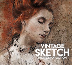 极品PS动作-复古草图(含高清视频教程)：Vintage Sketch Photoshop Action